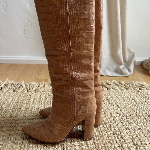 Paris Texas Beige Croc-effect Leather Boots, Made in Italy EU 37.5 - Picture 3 of 8